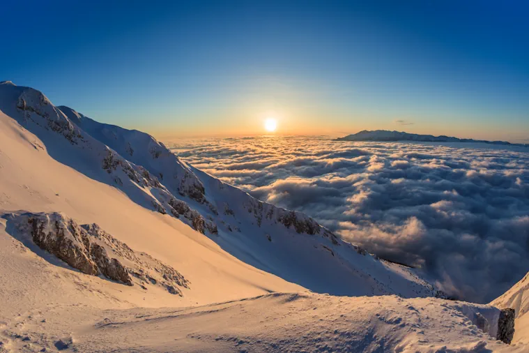 Solnedgång i Alperna